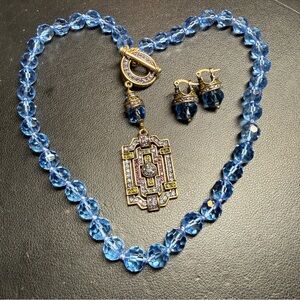 Heidi Daus Classic Edition Art Deco Swarovski Crystals Necklace & Earring Set
